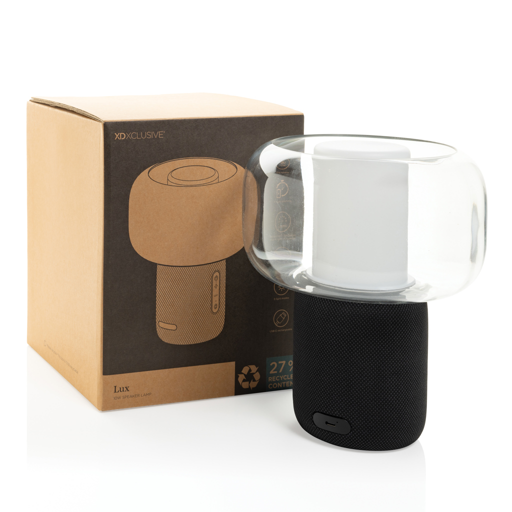 Lampe haut-parleur design avec emballage écologique.