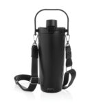 Gourde noire avec sangle de transport réglable