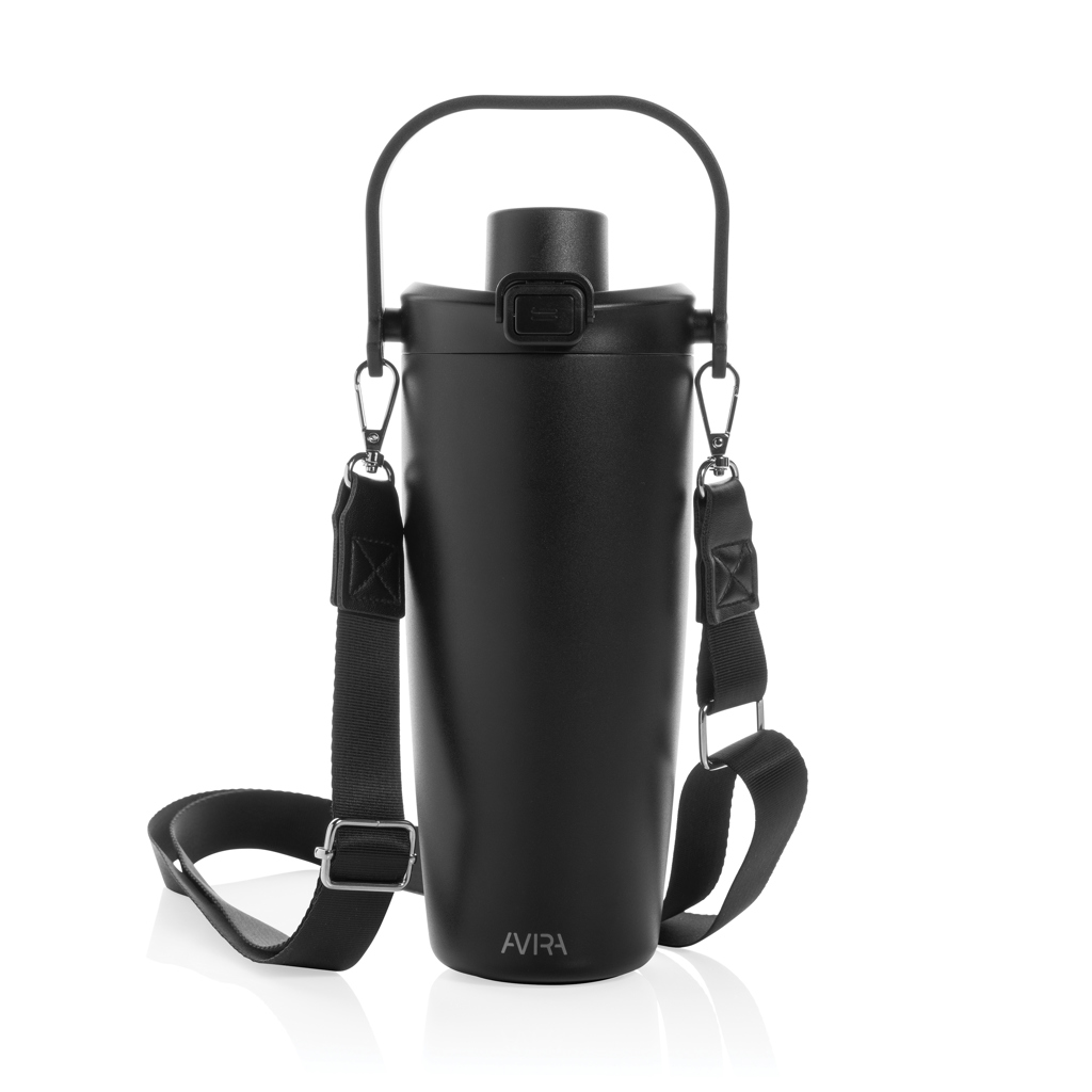 Gourde noire avec sangle de transport réglable