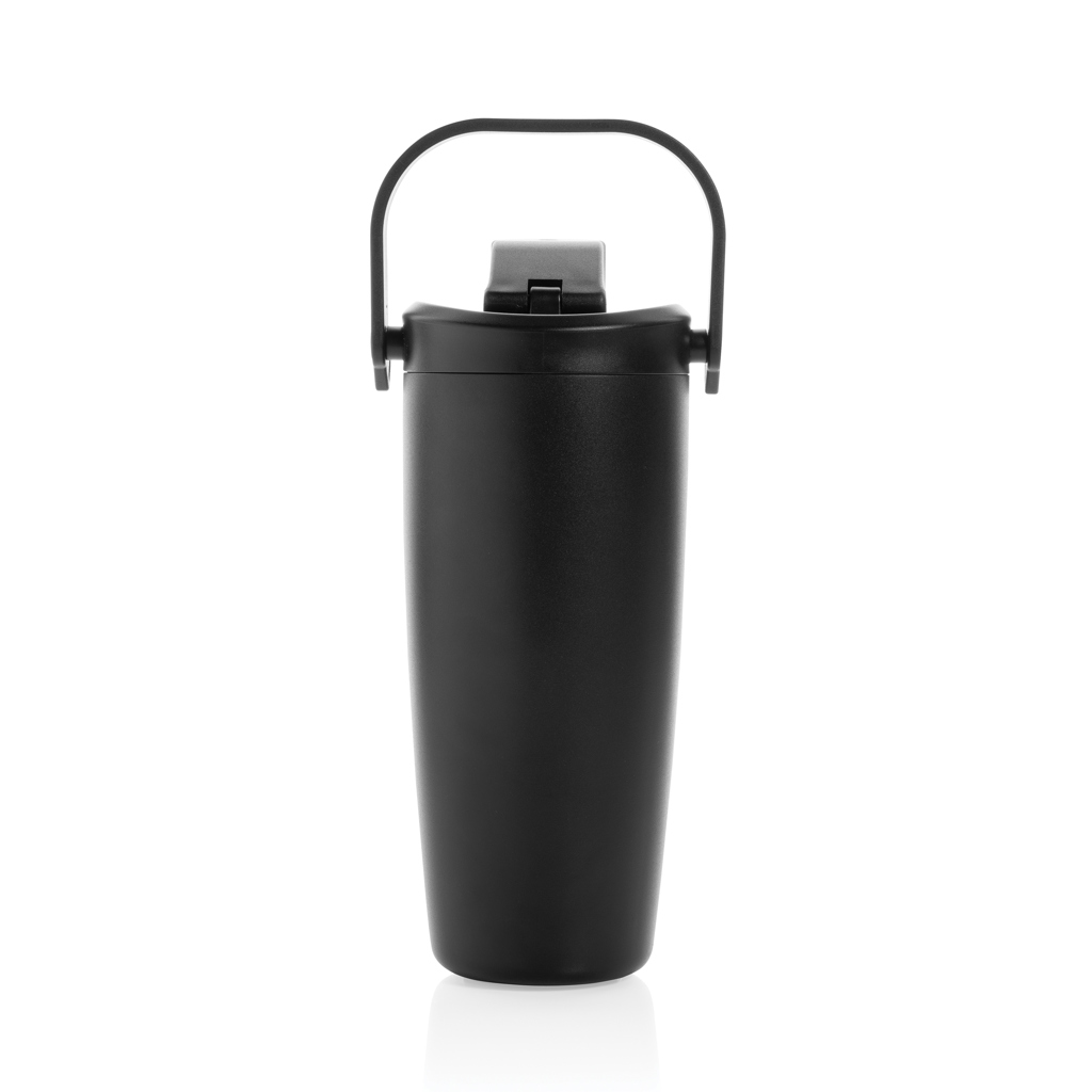 Gourde noire réutilisable avec anse en plastique