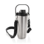 Gourde en acier inoxydable avec sangle noire
