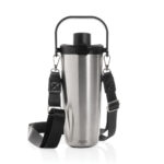 Gourde inox avec sangle de transport noire
