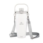 Gourde blanche avec sangle grise ajustable
