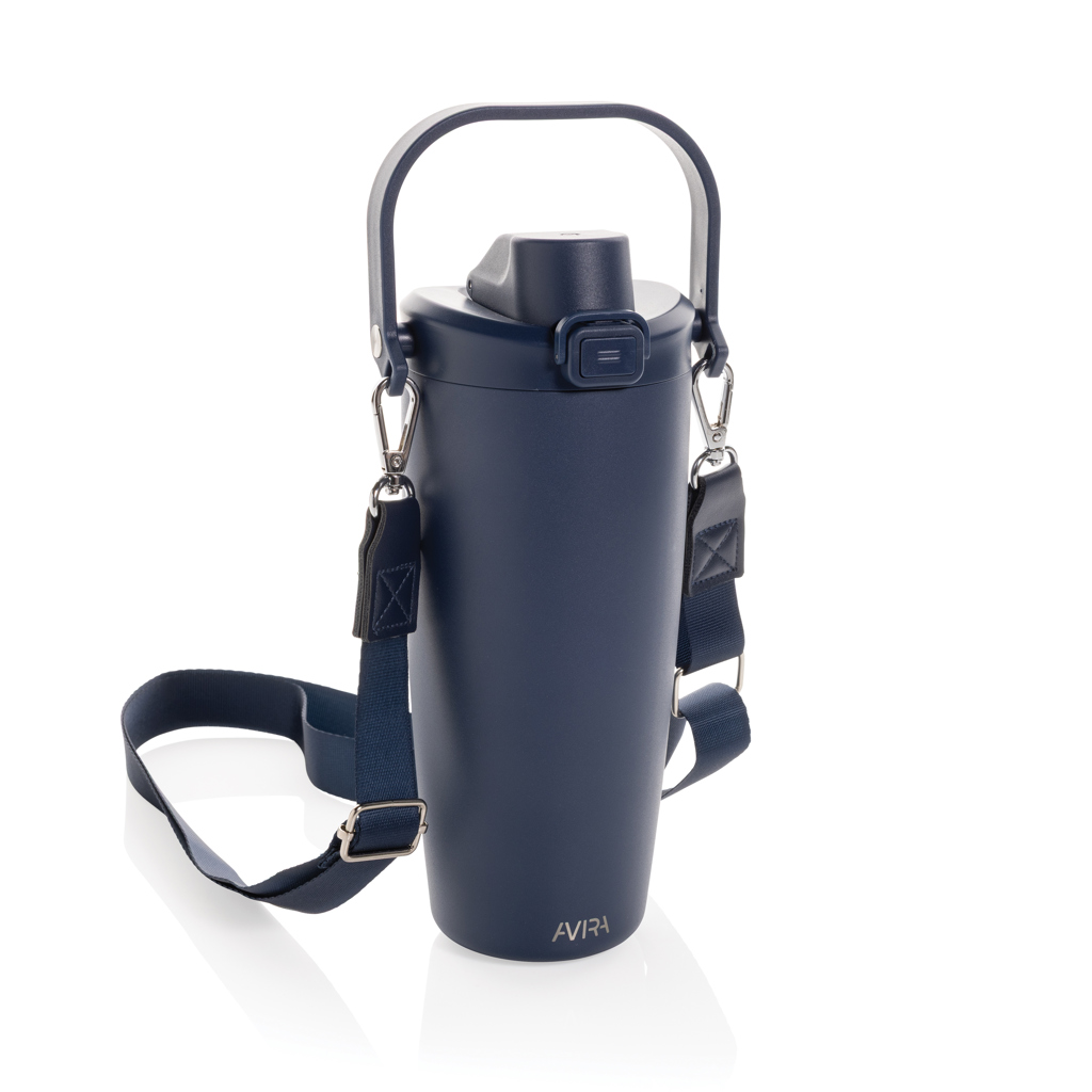 Gourde isotherme bleue avec sangle réglable