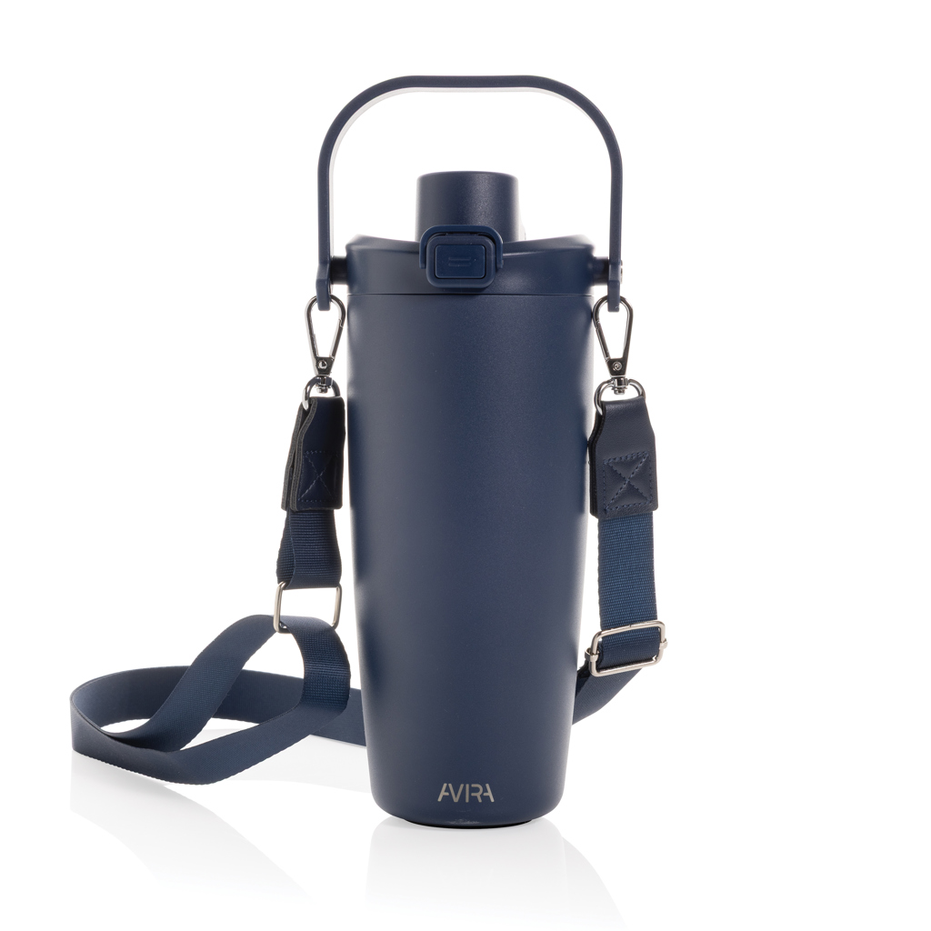 Gourde bleue avec sangle ajustable
