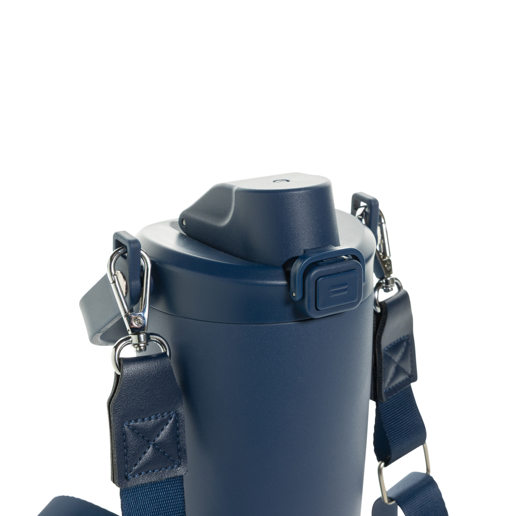 Gourde bleue avec sangle ajustable