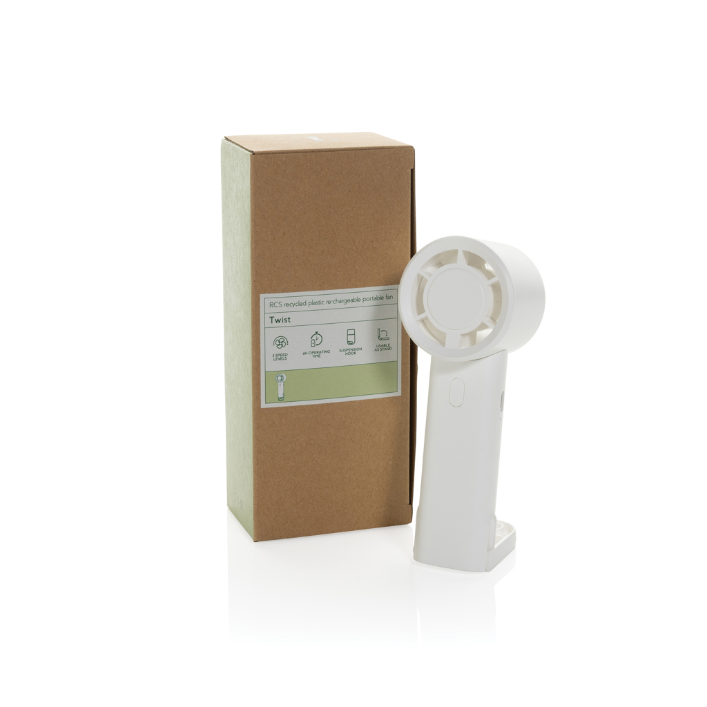 Ventilateur portable blanc avec boîte en carton