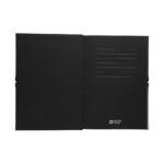 Carnet noir ouvert avec pages lignées