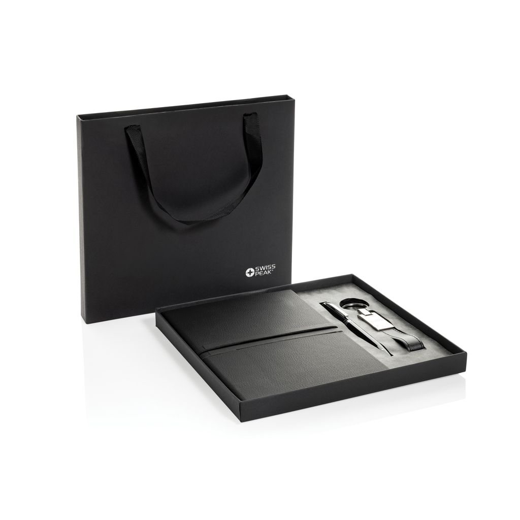 Coffret cadeau noir avec carnet et stylo