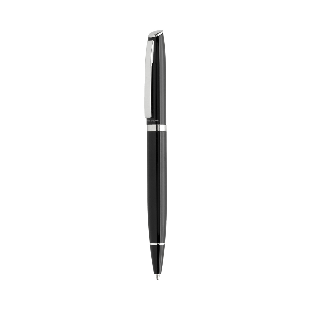 Stylo à bille noir élégant avec capuchon argenté