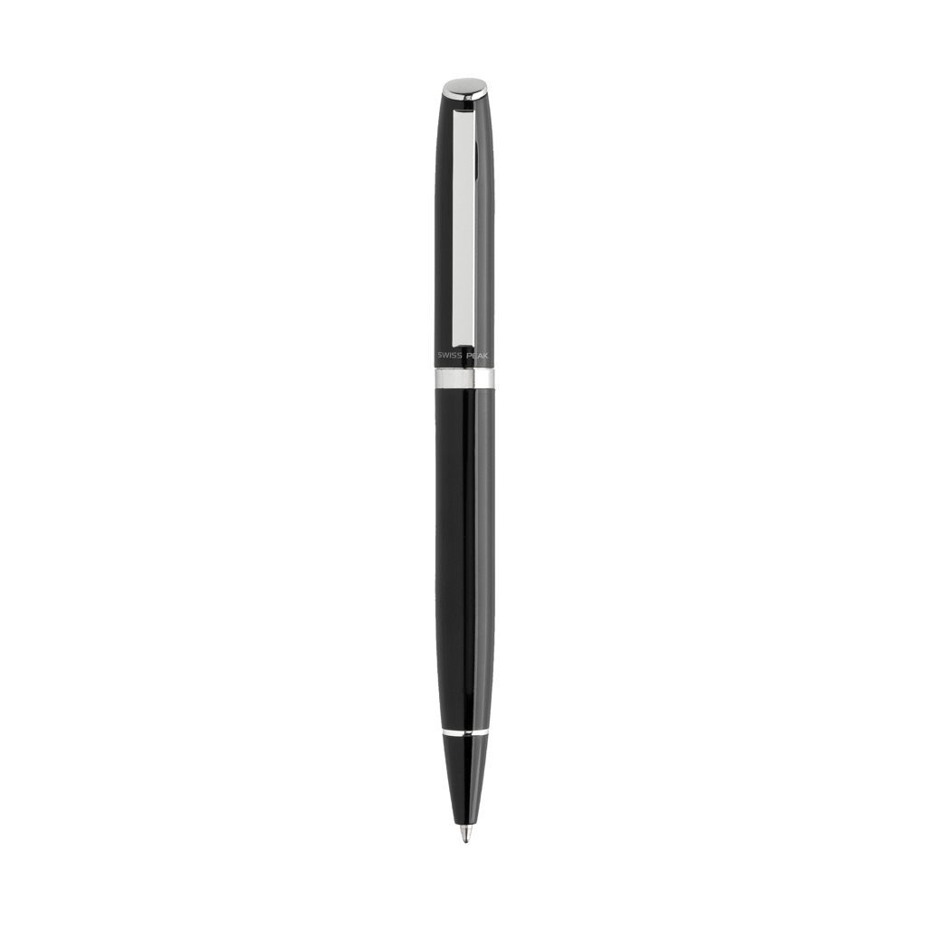 Stylo noir élégant avec garniture argentée