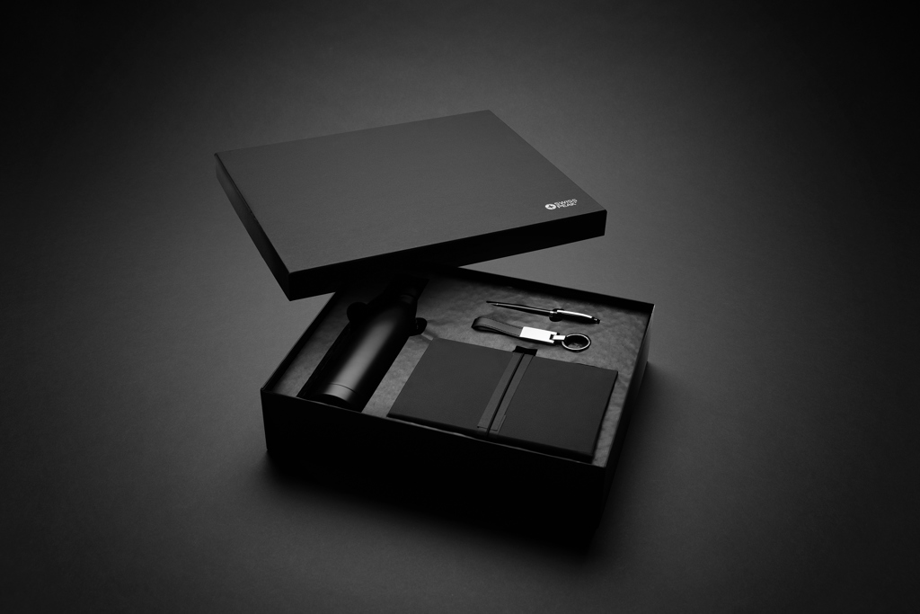 Coffret cadeau noir élégant avec accessoires