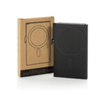 Porte-cartes magnétique en aluminium noir avec boîte.