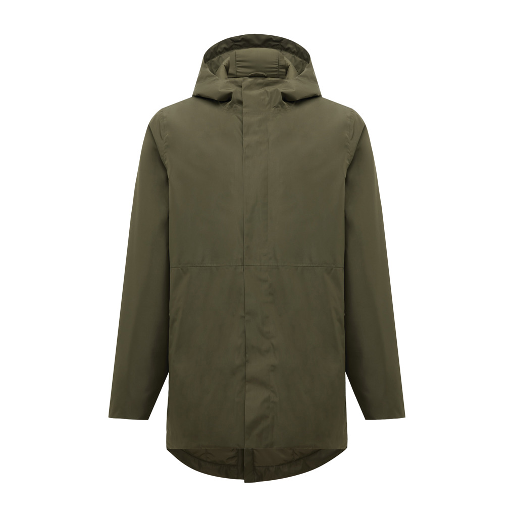 Manteau imperméable vert à capuche pour homme