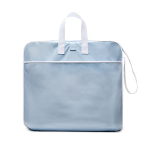 Sac de transport bleu clair à poignées blanches