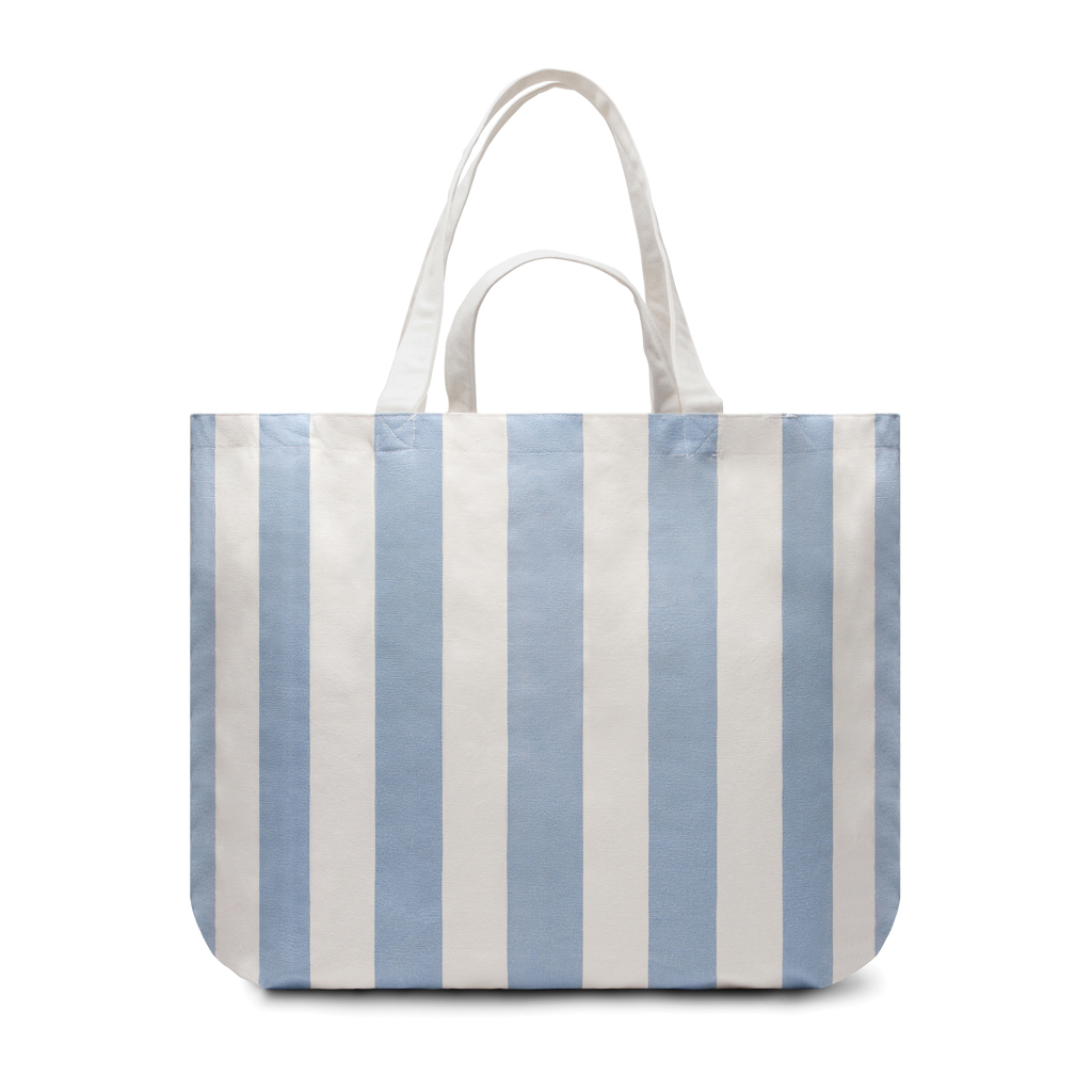 Sac cabas à rayures bleues et blanches
