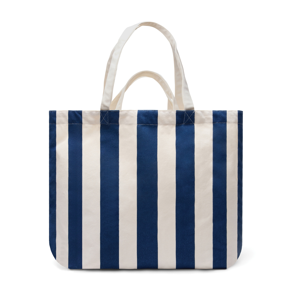 Sac cabas à rayures bleues et blanches