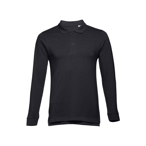 Polo manche longue noir pour homme
