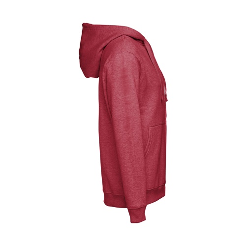 Sweat à capuche rouge vu de profil gauche