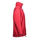 Veste imperméable rouge vue de profil