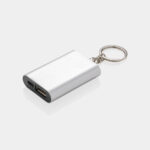 Porte-clés chargeur USB argenté compact