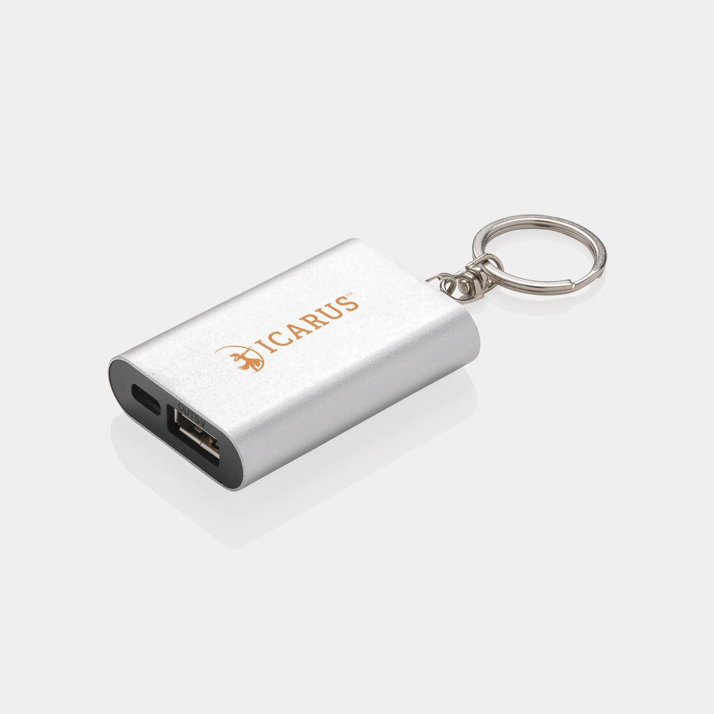 Porte-clés chargeur USB argenté Icarus