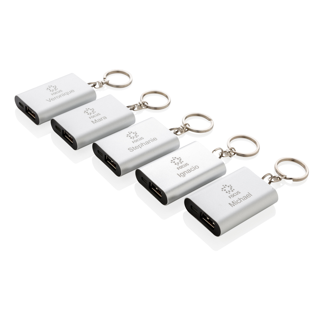 Clés USB argentées personnalisées avec prénoms gravés