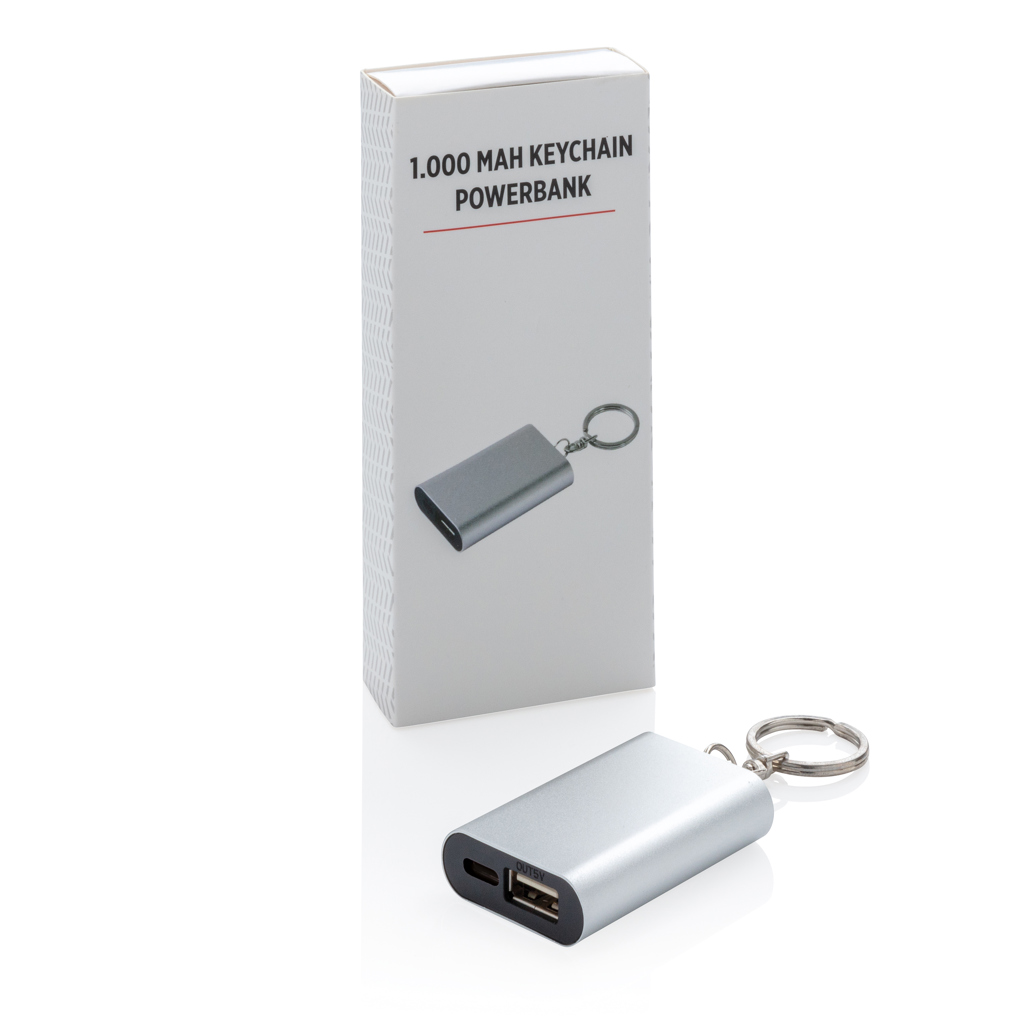 Powerbank porte-clés argent avec emballage