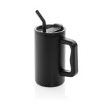 Tasse noire avec paille et couvercle