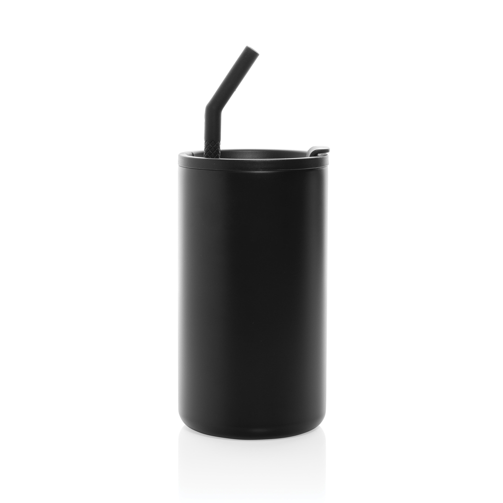 Gobelet noir réutilisable avec paille