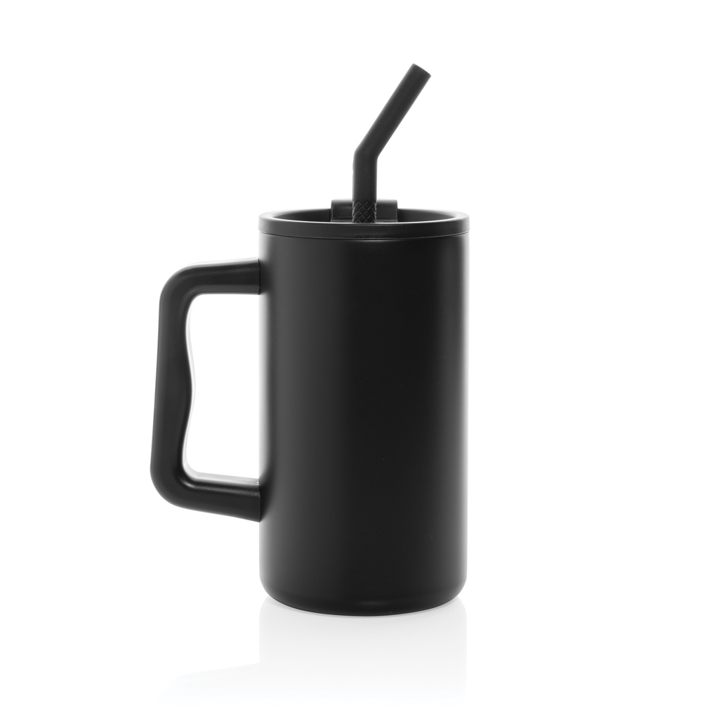 Tasse noire avec paille et anse