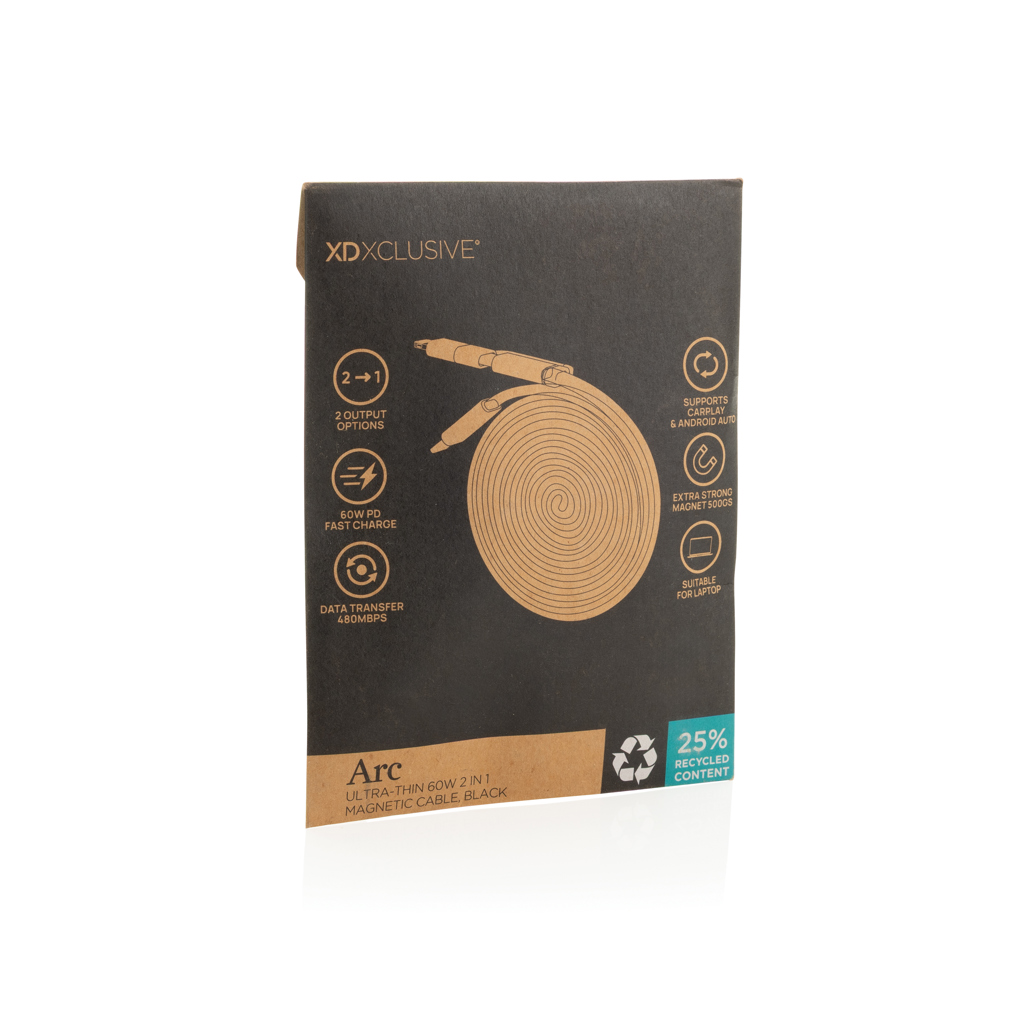 câble magnétique 60w 2 en 1 arc en pet rcs