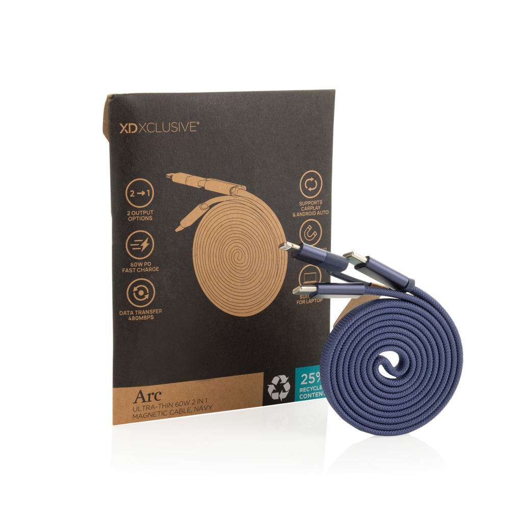 câble magnétique 60w 2 en 1 arc en pet rcs
