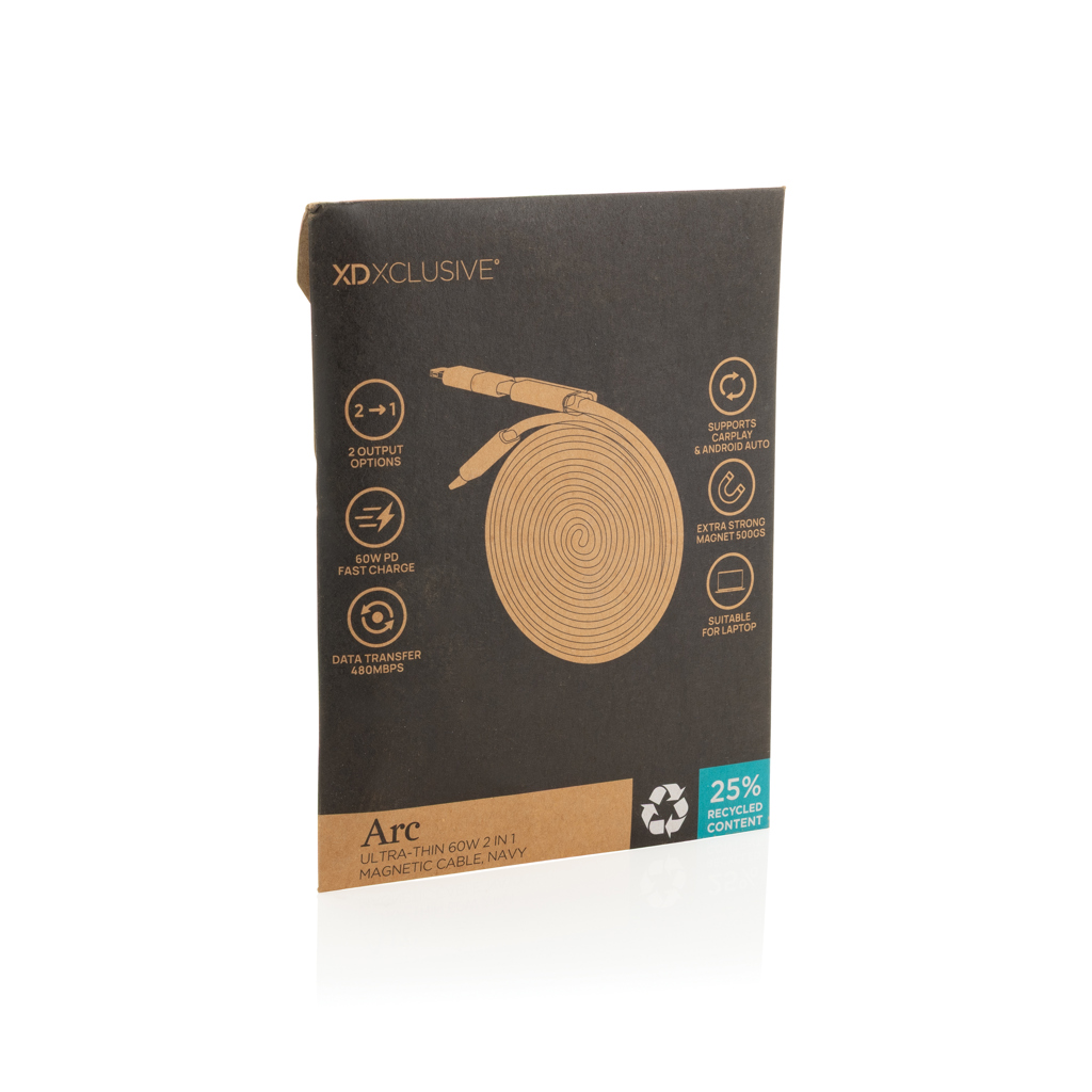 câble magnétique 60w 2 en 1 arc en pet rcs