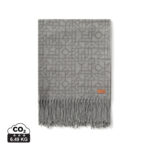 Plaid gris à motifs avec franges