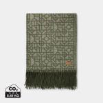 Plaid vert à motifs géométriques avec franges