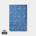 Écharpe bleue à motifs avec franges
