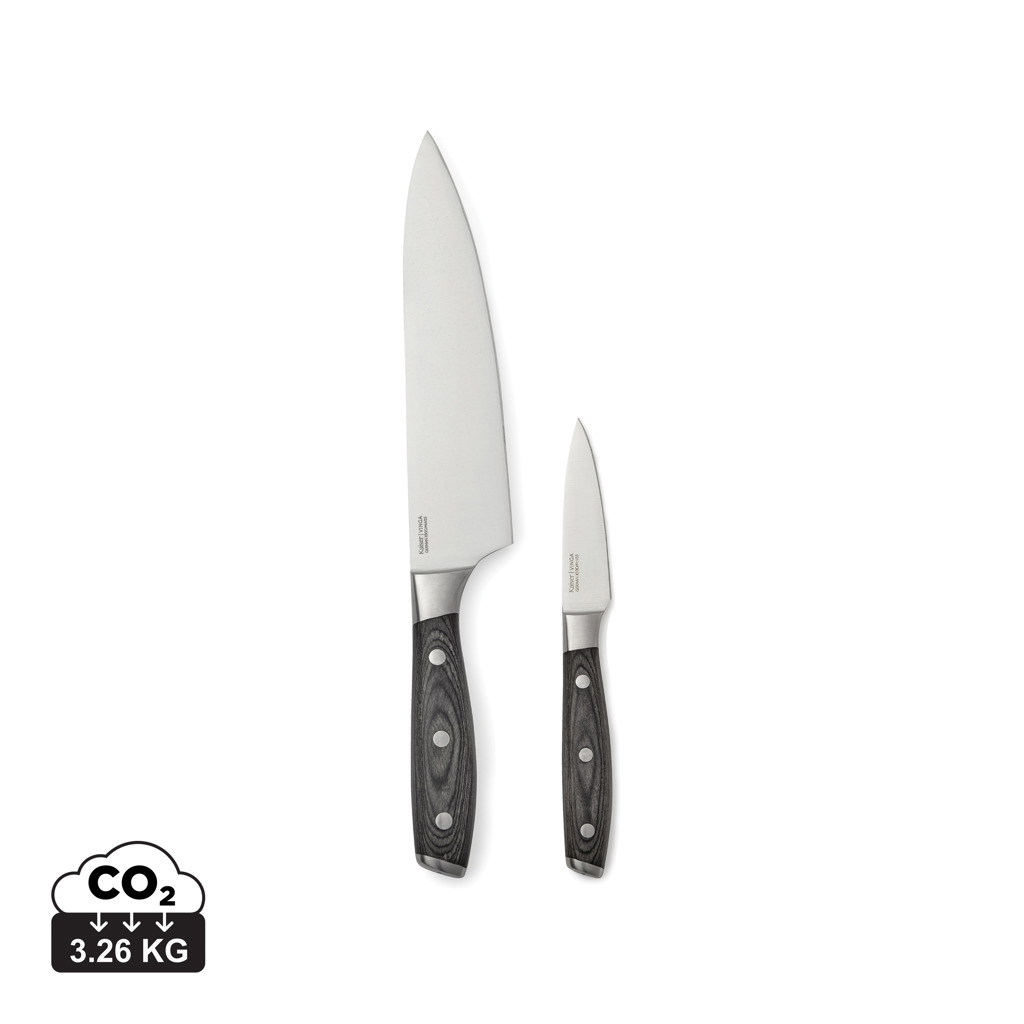 Deux couteaux de cuisine à manche en bois