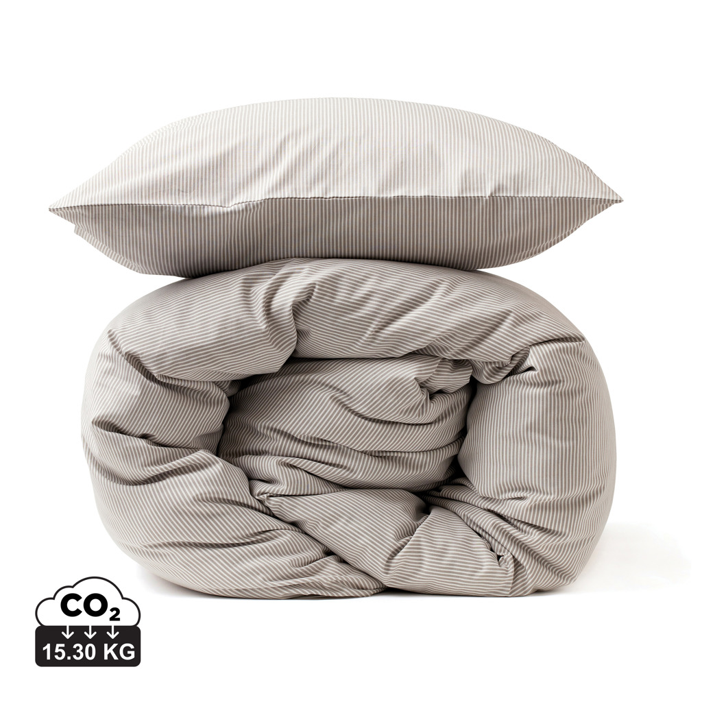 Parure de lit rayée beige avec oreiller