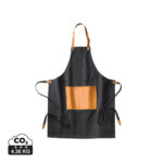 Tablier noir avec poche en cuir marron