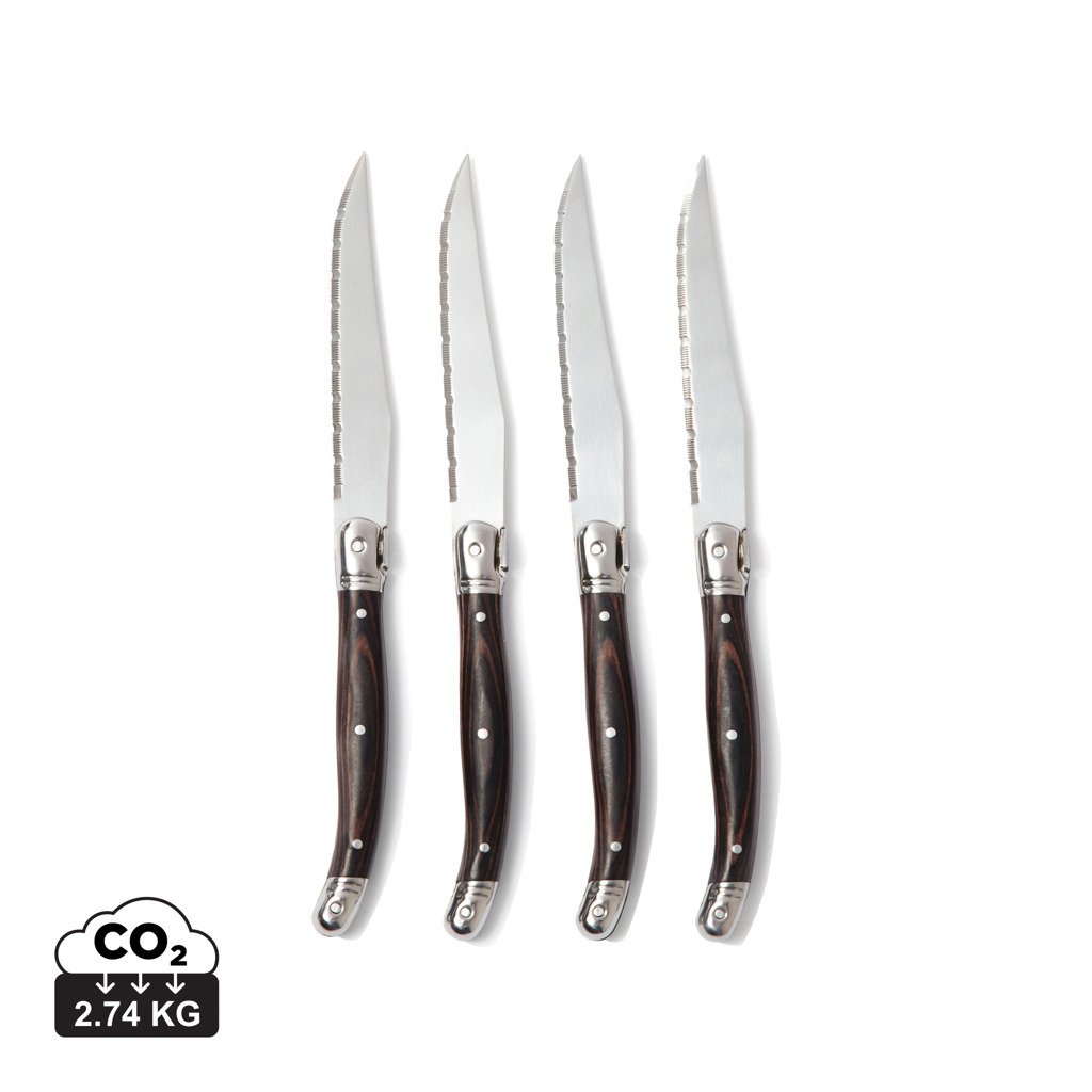 Quatre couteaux à steak dentelés manche bois