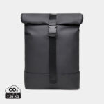 Sac à dos noir à fermeture roulée minimaliste
