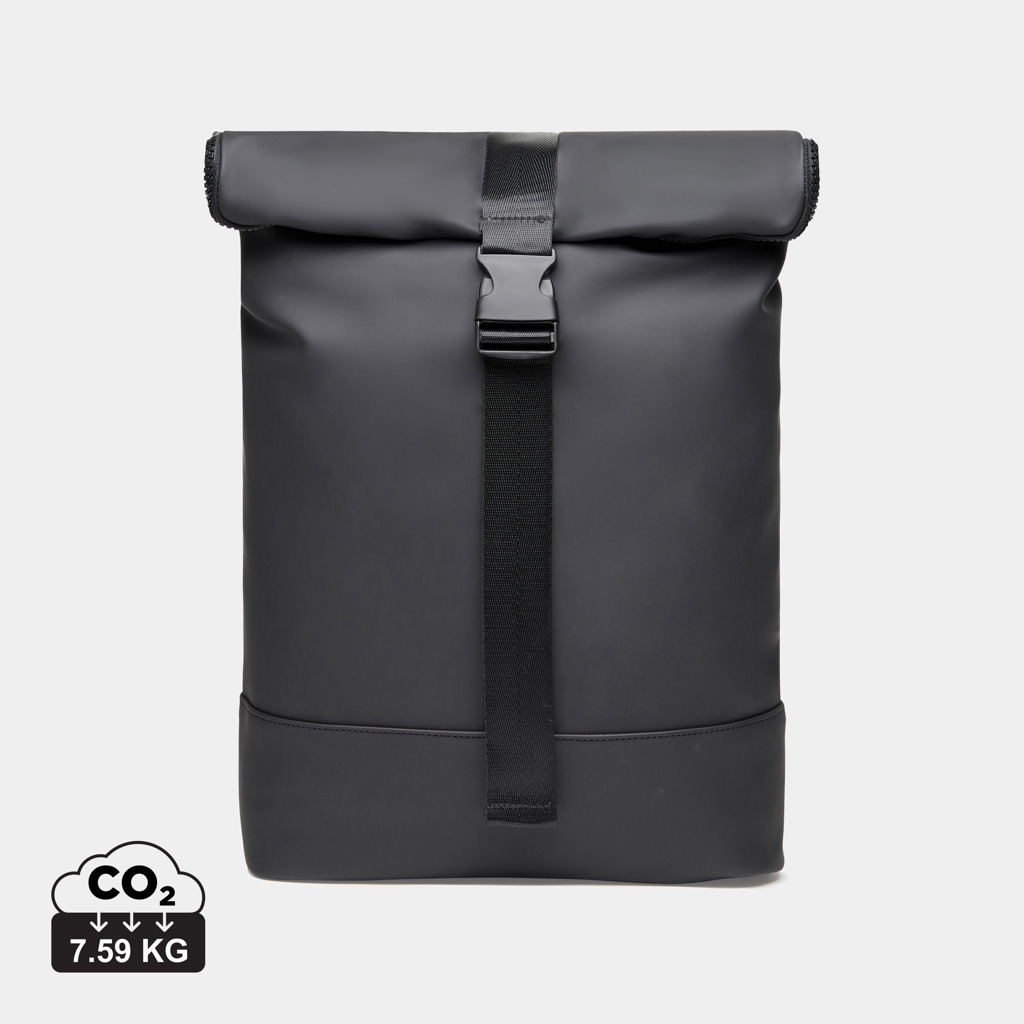 Sac à dos noir à fermeture roulée minimaliste