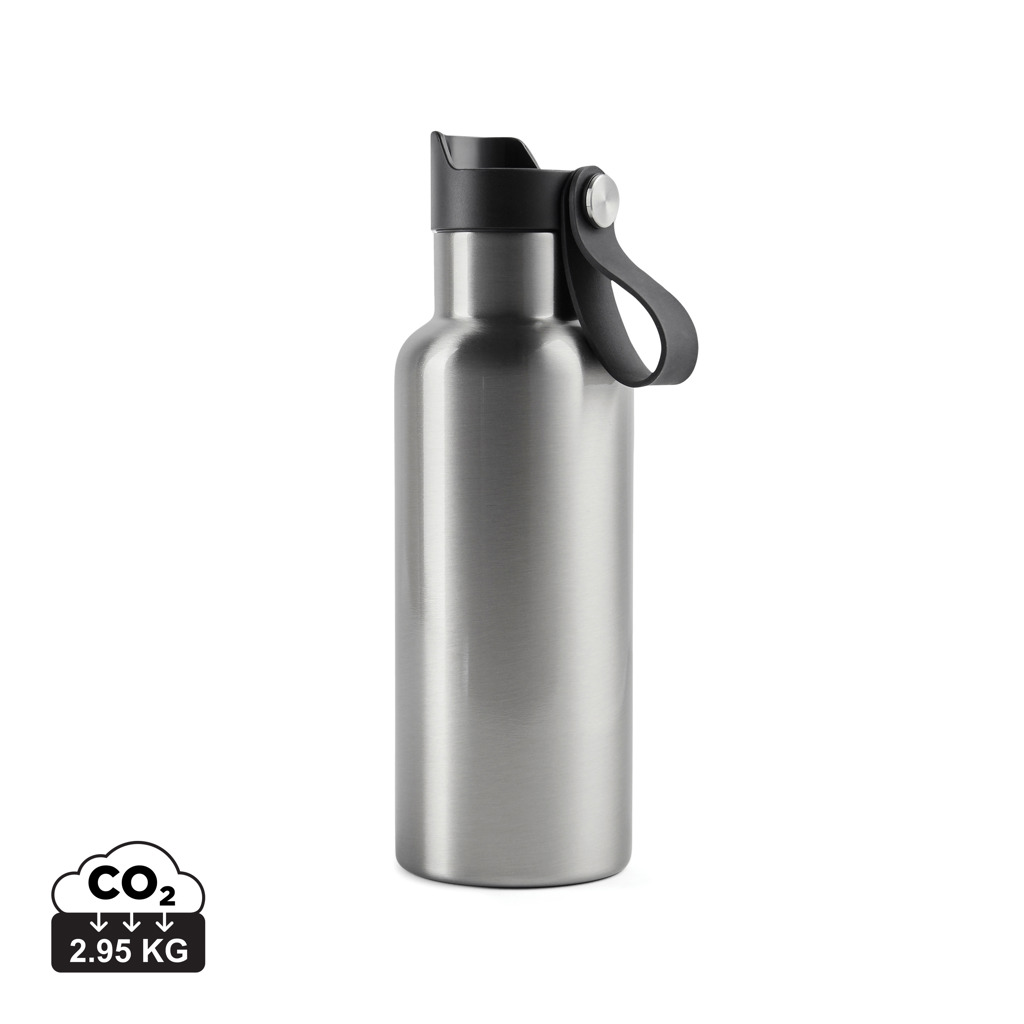 Gourde en acier inoxydable avec bouchon noir