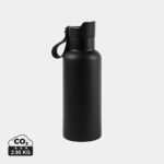 Gourde réutilisable noire avec bouchon et anse