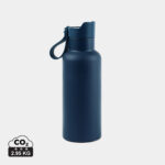 Gourde réutilisable bleue avec bouchon et sangle
