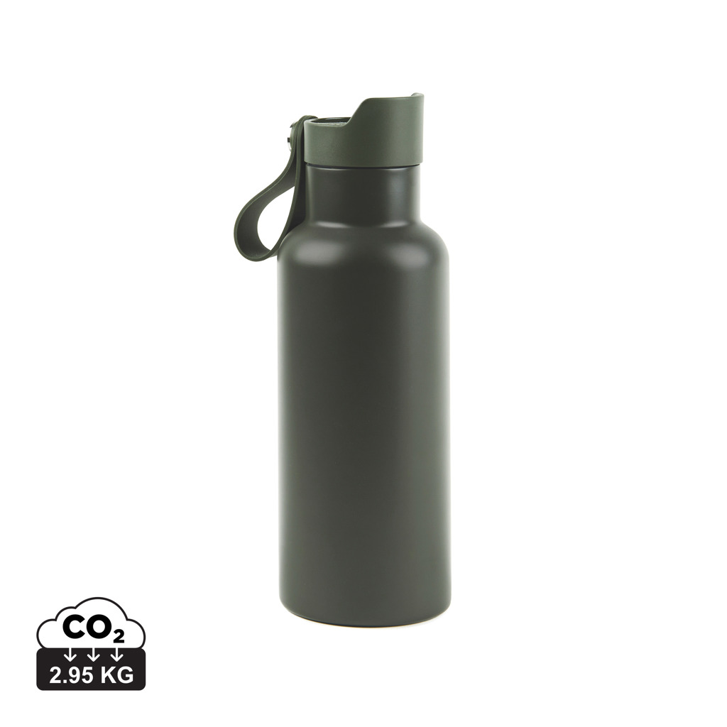 Gourde réutilisable vert foncé avec sangle