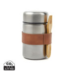 Boîte repas inox avec sangle cuir et fourchette