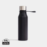 Gourde réutilisable noire avec bouchon métallique