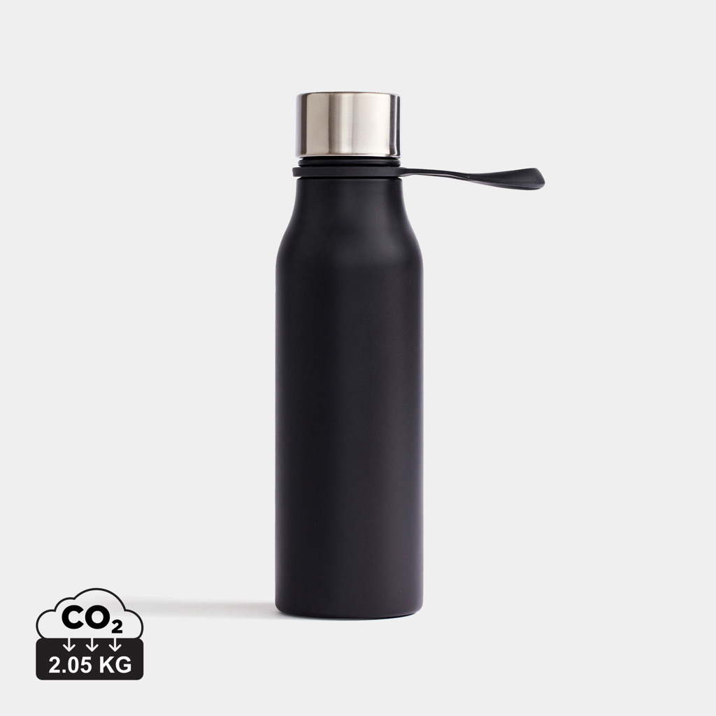 Gourde réutilisable noire avec bouchon métallique